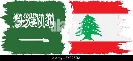 Liban et Arabie Saoudite grunge drapeaux connexion, vecteur Illustration de Vecteur