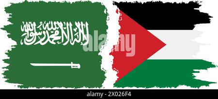 Palestine et Arabie Saoudite grunge drapeaux connexion, vecteur Illustration de Vecteur