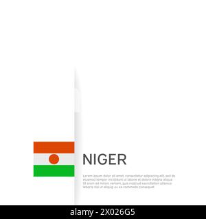 Arrière-plan du drapeau Niger. Bannière patriotique Niger, couverture. Modèle de document, drapeau sur fond blanc. Affiche nationale. Livret d'affaires. Vecteur Illustration de Vecteur