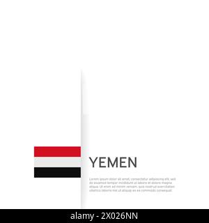 Fond du drapeau du Yémen. Bannière patriotique yéménite, couverture. Modèle de document avec drapeau yémen sur fond blanc. Affiche nationale. Livret d'affaires Illustration de Vecteur
