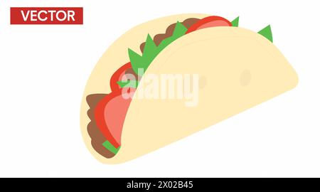 Illustration isolée vectorielle d'un Taco. Icône Taco Flat Illustration de Vecteur