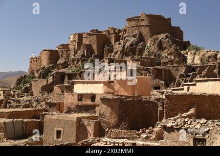 Le village abandonné d'Amassine, anti-Atlas, Maroc, Afrique du Nord, Afrique Banque D'Images