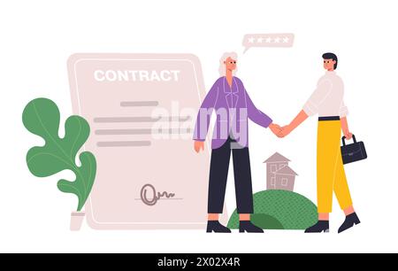 Les gens achetant la maison de propriété résidentielle ou concept de maison Illustration de Vecteur