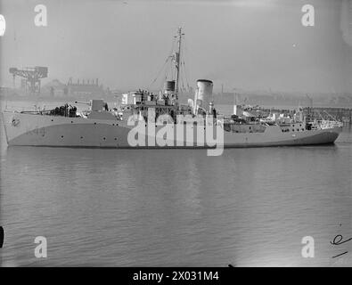 Le HMS Wallflower, une corvette de classe Flower de la Royal Navy britannique, est actif le 4 juin 1942, servant dans des missions d'escorte et de patrouille pendant la seconde Guerre mondiale Banque D'Images