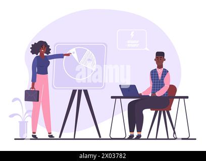 Bureau d'affaires, concept de travail d'équipe, chef de file et employés Illustration de Vecteur