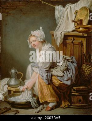 La blanchisserie (la Blanchisseuse), 1761 Jean-Baptiste Greuze (français, 1725 - 1805) (1725 - 1805) – Banque D'Images