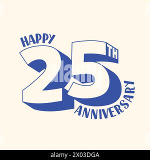 Joyeux 25 e anniversaire logo design avec style 3D 25 lettre isolé sur fond blanc. Typographie anniversaire de 25 ans et conception de modèles vectoriels. Illustration de Vecteur