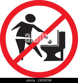 icône interdit de rincer quoi que ce soit vers le bas de la conception de logo d'illustration vectorielle de toilette Illustration de Vecteur