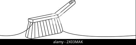 Brosse de nettoyage dessin continu d'une ligne. Illustration d'une ligne continue des outils d'entretien de nettoyage. Illustration linéaire vectorielle. Illustration de Vecteur