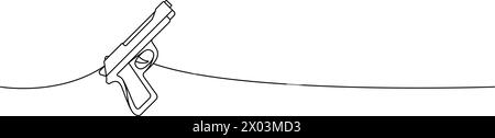 Pistolet moderne dessin continu d'une ligne. Diverses armes modernes illustration continue d'une ligne. Illustration linéaire vectorielle. Illustration de Vecteur