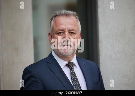 Berlin, Allemagne. 09th Apr, 2024. Bernd Fabritius, président de la Fédération des Expellees (BDV), lors de la réception annuelle de son association. Crédit : Joerg Carstensen/dpa/Alamy Live News Banque D'Images