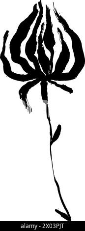 Silhouette de fleur de coquelicot grunge Dry Bruch Illustration de Vecteur