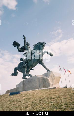Statue équestre d'Alexandre Suvorov. Le Monument de Suvorov est un monument au généralissime russe Alexandre Suvorov situé sur la place Suvorov à TIR Banque D'Images