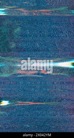 Bruit numérique. Pépin analogique. Bleu rouge vert verre de distorsion statique d'affichage d'onde motif de grain vhs dommage signal interférence fond abstrait. Banque D'Images