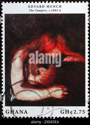 'Le vampire' d'Edvard Munch sur timbre-poste Banque D'Images