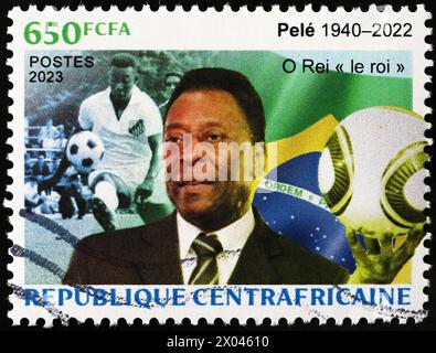 Célébration de Pelè sur timbre africain Banque D'Images