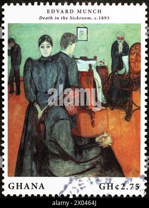 Mort dans la chambre du malade par Edvard Munch sur timbre-poste Banque D'Images
