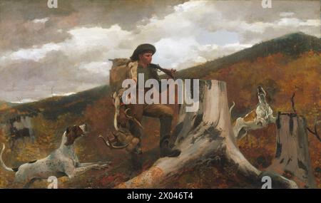 Un chasseur et des chiens, 1891 Winslow Homer Banque D'Images