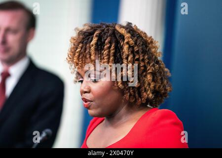 Point de presse de la Maison Blanche par la secrétaire Karine Jean-Pierre et Jake Sullivan se sont adressés à la presse . Banque D'Images