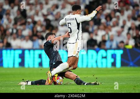 Madrid, Espagne. 09th Apr, 2024. Jude Bellingham du Real Madrid lors du match de l'UEFA Champions League, quart de finale, première manche, entre le Real Madrid et Manchester City a joué au stade Santiago Bernabeu le 9 avril 2024 à Madrid en Espagne. (Photo de Bagu Blanco/PRESSINPHOTO) crédit : AGENCE SPORTIVE PRESSINPHOTO/Alamy Live News Banque D'Images