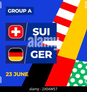 Suisse vs Allemagne football 2024 match versus. 2024 match de championnat en phase de groupes contre équipes intro sport contexte, compétition de championnat. Illustration de Vecteur