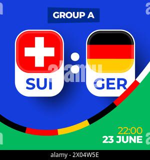 Suisse vs Allemagne football 2024 match versus. 2024 match de championnat en phase de groupes contre équipes intro sport contexte, compétition de championnat. Illustration de Vecteur
