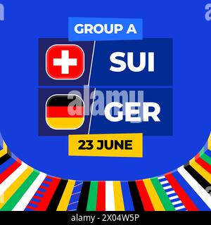 Suisse vs Allemagne football 2024 match versus. 2024 match de championnat en phase de groupes contre équipes intro sport contexte, compétition de championnat. Illustration de Vecteur