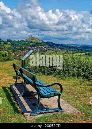 Royaume-Uni, Somerset, Glastonbury Tor et ville de Wearyall Hill. Banque D'Images