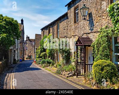 Royaume-Uni, North Yorkshire, Grassington, Cottages sur Garrs Lane. Banque D'Images