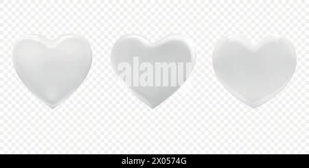 Cœurs savonneux blancs. Ensemble d'éléments de conception vectorielle. Illustration de Vecteur