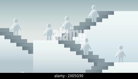 icônes de personnes symboles de personnes figures humaines grimpant les escaliers concept de compétition de leadership Illustration de Vecteur