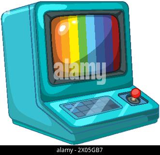 Téléviseur vintage coloré avec écran arc-en-ciel Illustration de Vecteur