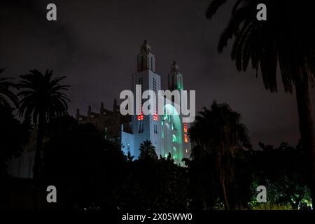 L'église du Sacré-coeur, ancienne imposante église catholique néo-gothique construite en 1930 et conçue par Paul Tournon, à Casablanca, le 3 octobre 2023. Casabla Banque D'Images