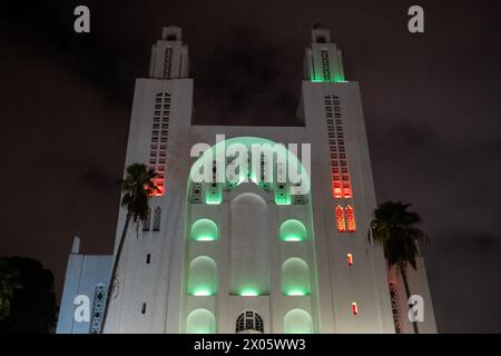 L'église du Sacré-coeur, ancienne imposante église catholique néo-gothique construite en 1930 et conçue par Paul Tournon, à Casablanca, le 3 octobre 2023. Casabla Banque D'Images