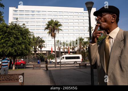 Hôtel de luxe Hyatt Regency à la place des Nations Unies à Casablanca le 5 octobre 2023. Casablanca, une ville en plein développement, est la capitale économique de Banque D'Images