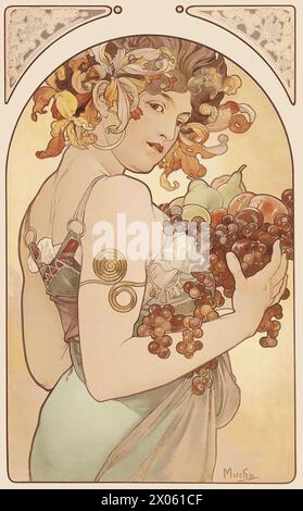 Alphonse Mucha, illustration art nouveau - fruit, 1897 Banque D'Images