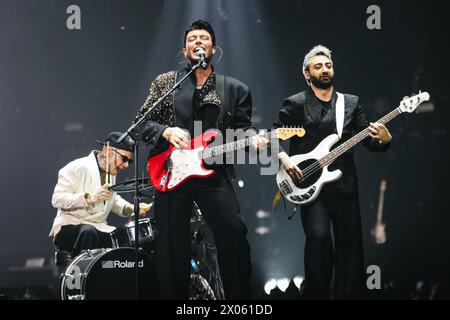 Milan, Italie. 03rd Apr, 2024. Antonio Alex Stash Fiordispino, Alex Fiordispino et Dario Iaculli des Kolors se produiront en concert au Forum Assago à Milan, en Italie, le 3 avril 2024. (Photo de Alessandro Bremec/NurPhoto) crédit : NurPhoto SRL/Alamy Live News Banque D'Images