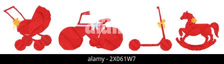 Cadeaux rouges enveloppés pour enfants set illustration vectorielle Illustration de Vecteur