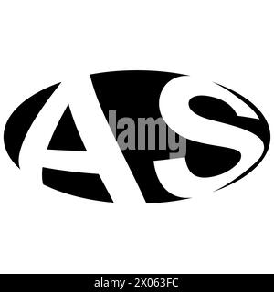 Logo ovale double lettre A S deux lettres AS sa Illustration de Vecteur