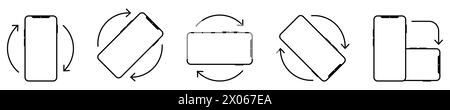 Ensemble d'icônes de rotation du smartphone. Icônes de rotation horisontale ou verticale. Illustration vectorielle Illustration de Vecteur
