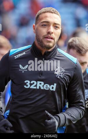 CYRIEL Dessers, footballeur professionnel, joue actuellement pour le Rangers FC, Glasgow. Image prise lors d'un échauffement et d'une séance d'entraînement avant match. Banque D'Images