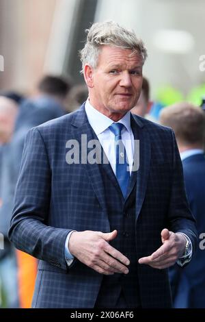 GORDON RAMSAY, célèbre chef, photographié lors de sa présence au stade Ibrox pour le match de football Rangers v Celtic. Banque D'Images