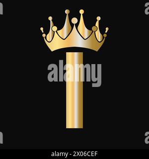 Modèle de logo de la couronne de la lettre I. Logo Royal Crown Luxury Sign for Beauty, Fashion, Star, Elegant Symbol Illustration de Vecteur