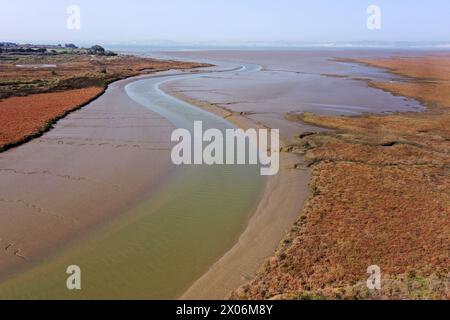 Pendant la marée basse dans le Tage, Portugal Banque D'Images