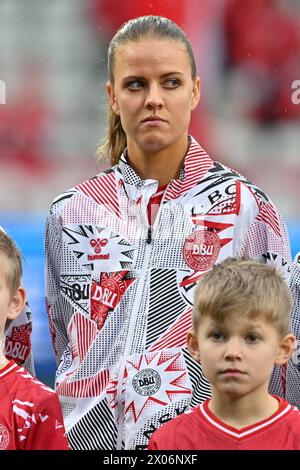 Viborg, Danemark. 09th Apr, 2024. Caroline Moller (17 ans), danoise photographiée lors d'un match de football opposant les équipes nationales féminines du Danemark et de Belgique, appelée les Red Flames lors de la deuxième journée du Groupe A2 dans la phase de championnat des qualifications européennes féminines de l'UEFA 2023-24, le mardi 9 avril 2024 à Viborg, Danemark . Crédit : Sportpix/Alamy Live News Banque D'Images