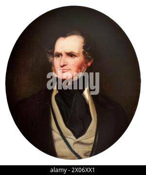 Edward Smith-Stanley, 14e comte de Derby (1799-1869), connu sous le nom de «Lord Stanley», a été trois fois premier ministre du Royaume-Uni en 1852, 1858-1859, et 1866-1868, portrait peint à l'huile sur toile par Sir Francis Grant, vers 1850 Banque D'Images