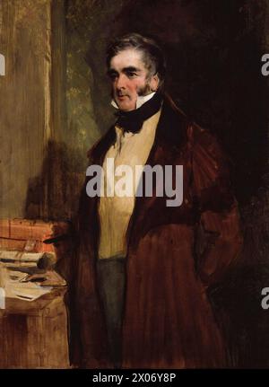 William Lamb, 2e vicomte Melbourne (1779-1848), connu sous le nom de « Lord Melbourne », premier ministre du Royaume-Uni juillet-novembre 1834 et 1835-1841, portrait peint à l'huile sur panneau par Sir Edwin Henry Landseer, 1836 Banque D'Images