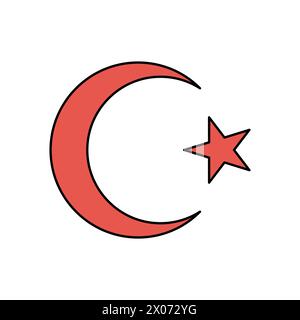 Symbole du drapeau turc - étoile et croissant. Illustration vectorielle isolée sur blanc. Illustration de Vecteur