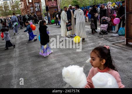 Turin, Piémont, Italie. 10 avril 2024. Fin du Ramadan célébrations par la communauté islamique de Turin au parc de la Dora (crédit image : © Simone Dalmasso/ZUMA Press Wire) USAGE ÉDITORIAL SEULEMENT! Non destiné à UN USAGE commercial ! Banque D'Images