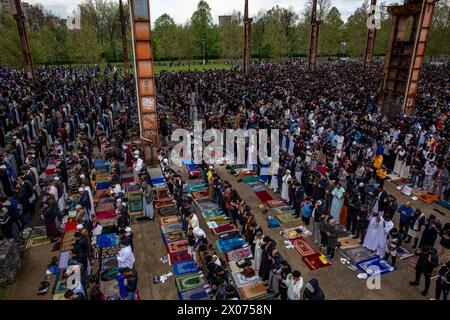 Turin, Piémont, Italie. 10 avril 2024. Fin du Ramadan célébrations par la communauté islamique de Turin au parc de la Dora (crédit image : © Simone Dalmasso/ZUMA Press Wire) USAGE ÉDITORIAL SEULEMENT! Non destiné à UN USAGE commercial ! Banque D'Images